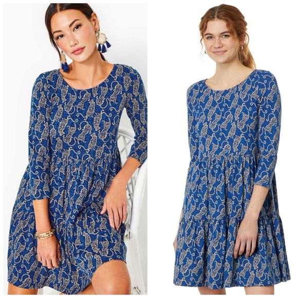 Lilly Pulitzer Dresses & Skirts - Lily Pulitzer Blue Cheetah Easy To Spot Geanna Swing Dress Size M